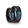 Nivo Matching Ring Set Black Ceramic Ring With Blue/Purple Color Changing Inlay 6mm & 8mm