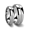 Nardo Matching Ring Set Braided Palladium Inlay Domed Tungsten Ring - 6mm & 8mm