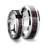 Naolin Matching Ring Set Tungsten Band Inlaid With A Black & Red Carbon Fiber - 6mm & 8mm