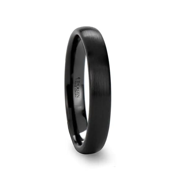 Nixie Matching Rings Set Domed Brushed Black Ceramic Wedding Band - 4m ...