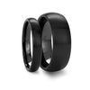 Nixie Matching Rings Set Domed Brushed Black Ceramic Wedding Band - 4mm - 8mm
