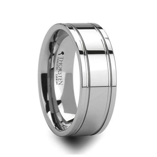 Makoa Dual Offset Grooves Men’s Tungsten Wedding Band - 6mm or 8mm - 6mm / 5