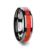 Nikkos Matching Ring Set Beveled Tungsten Wedding Band With Red Opal Inlay 4mm - 8mm