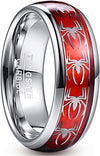 Salvo Men's Tungsten Carbide Ring with Spider Pattern Inlay Domed Edges - 8mm