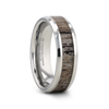Ombre Deer Antler Tungsten Ring For Men With Beveled, Polished Finish - 6mm & 8mm