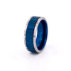 Montel Men's Blue Hammered Tungsten Wedding Ring with Notches - 8mm