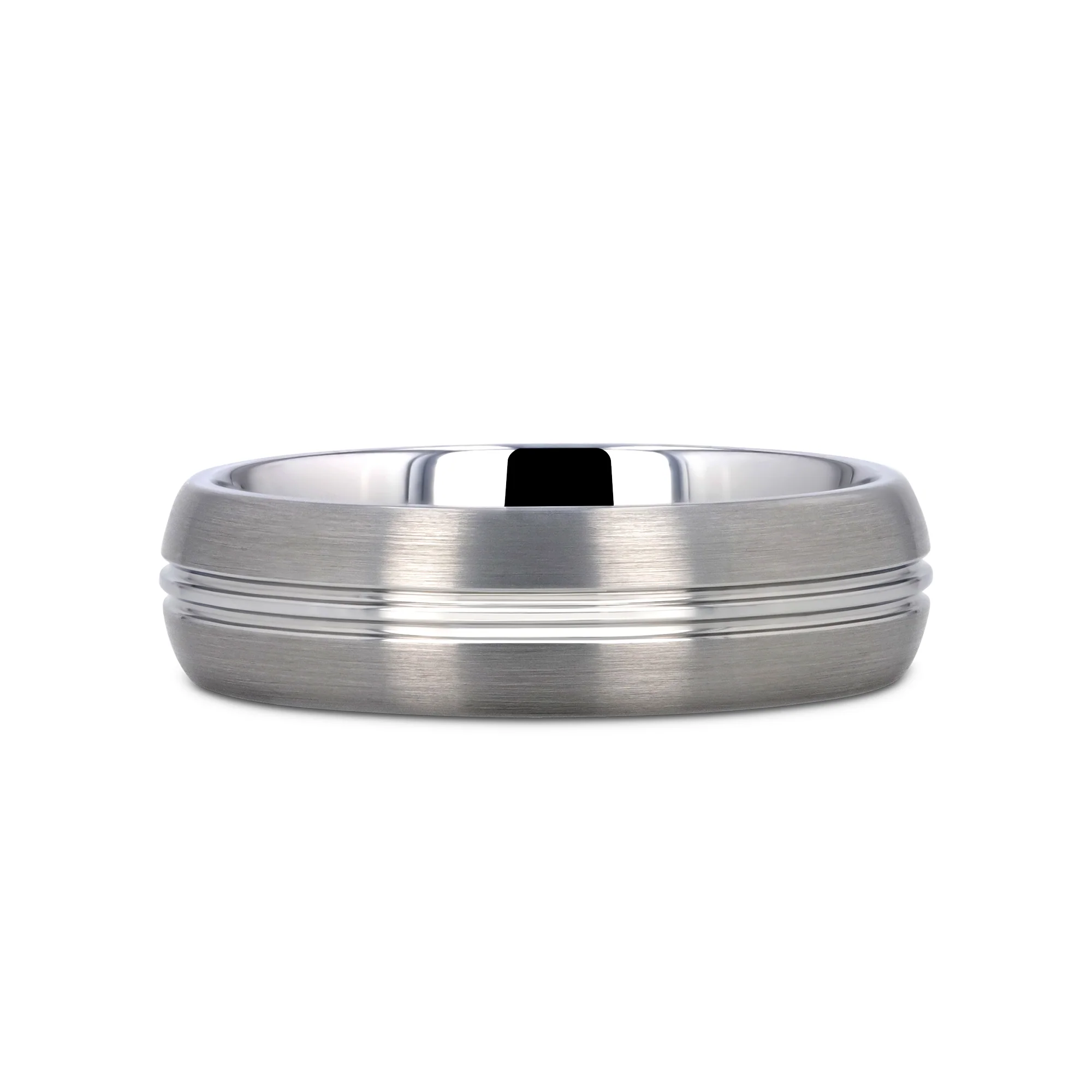 Pala Tungsten Carbide Ring with Domed Center Groove and Brush Finish - 6mm & 8mm
