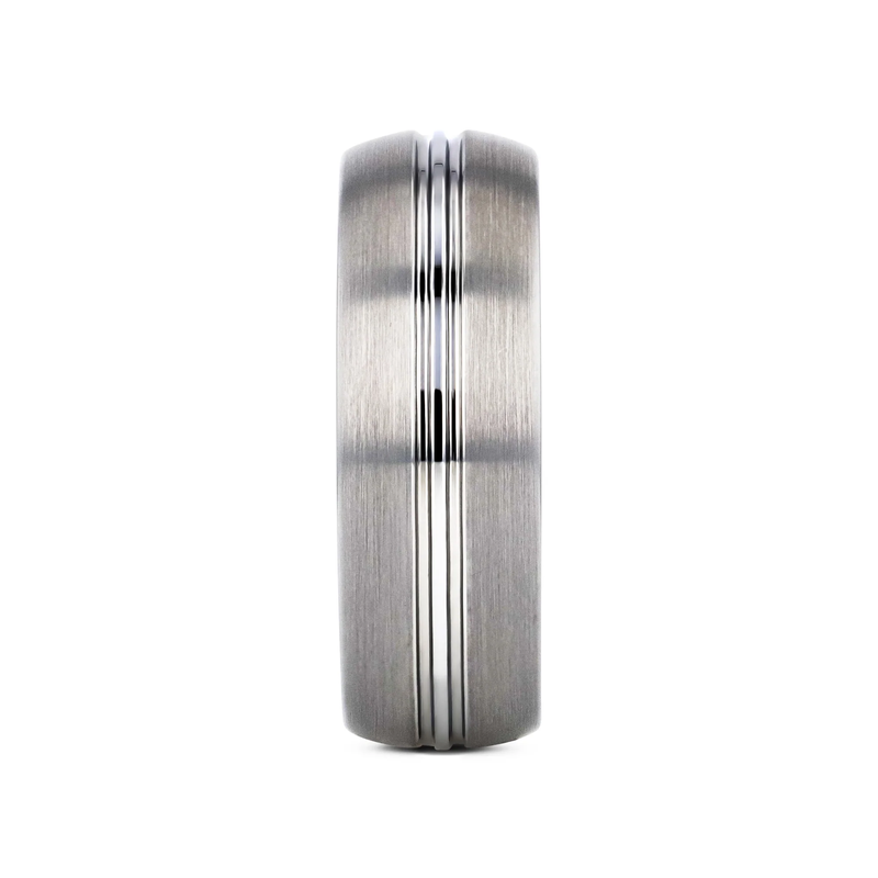Pala Tungsten Carbide Ring with Domed Center Groove and Brush Finish - 6mm & 8mm