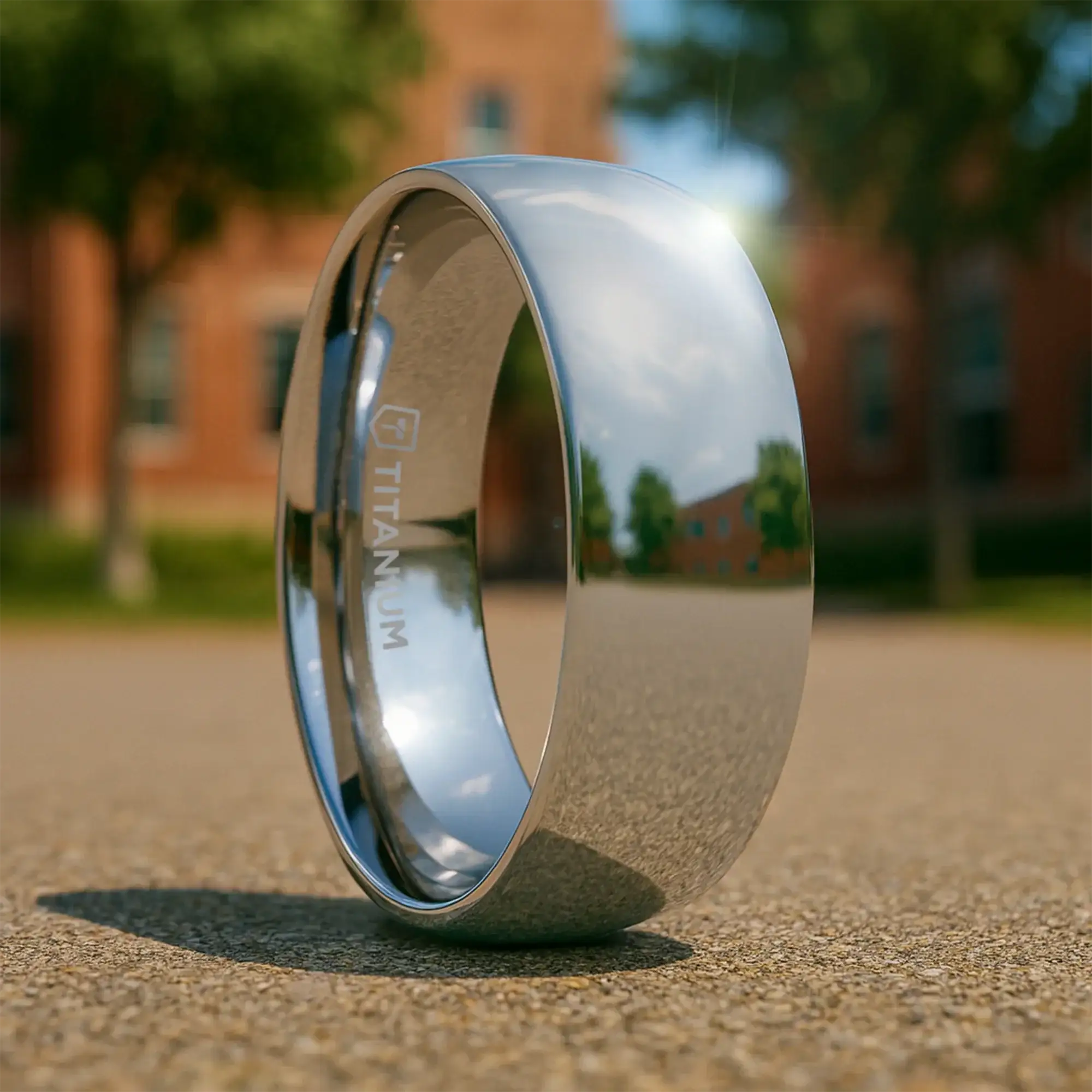 Rhodes titanium ring, lifestyle shot