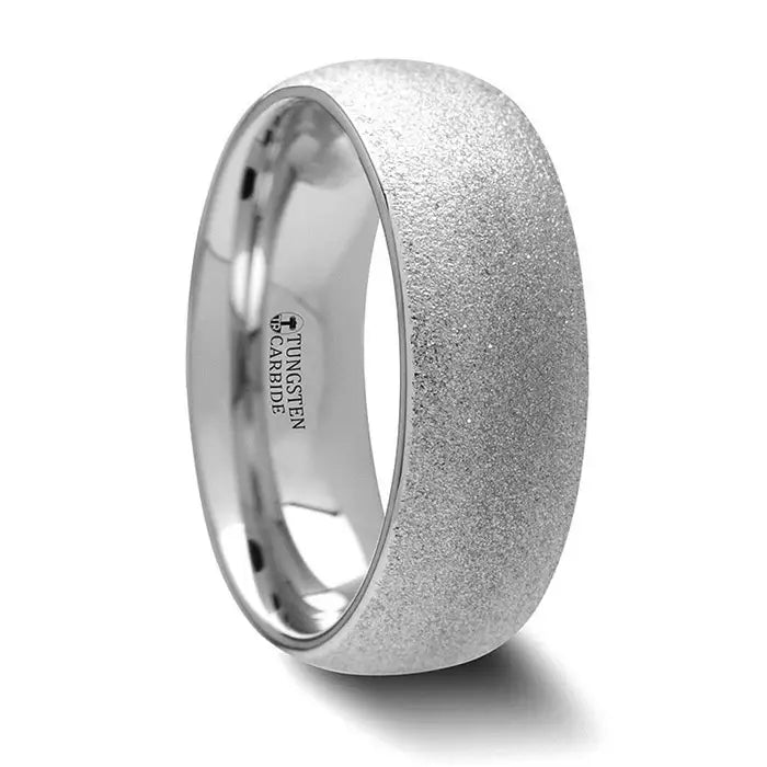 Tibor Domed Tungsten Carbide Ring With Sandblasted Crystalline Finish - 2mm - 8mm