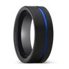 Manoah Flat Black Brushed Tungsten Ring Blue Offset Groove - 6mm & 8mm
