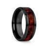 BRIGHTON Redwood Inlaid Black Titanium Men's Wedding Band With Beveled Edges 8mm
