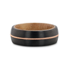 Reem Black Tungsten Ring with Brass Guitar String and Whiskey Barrel Inner Sleeve - 8mm