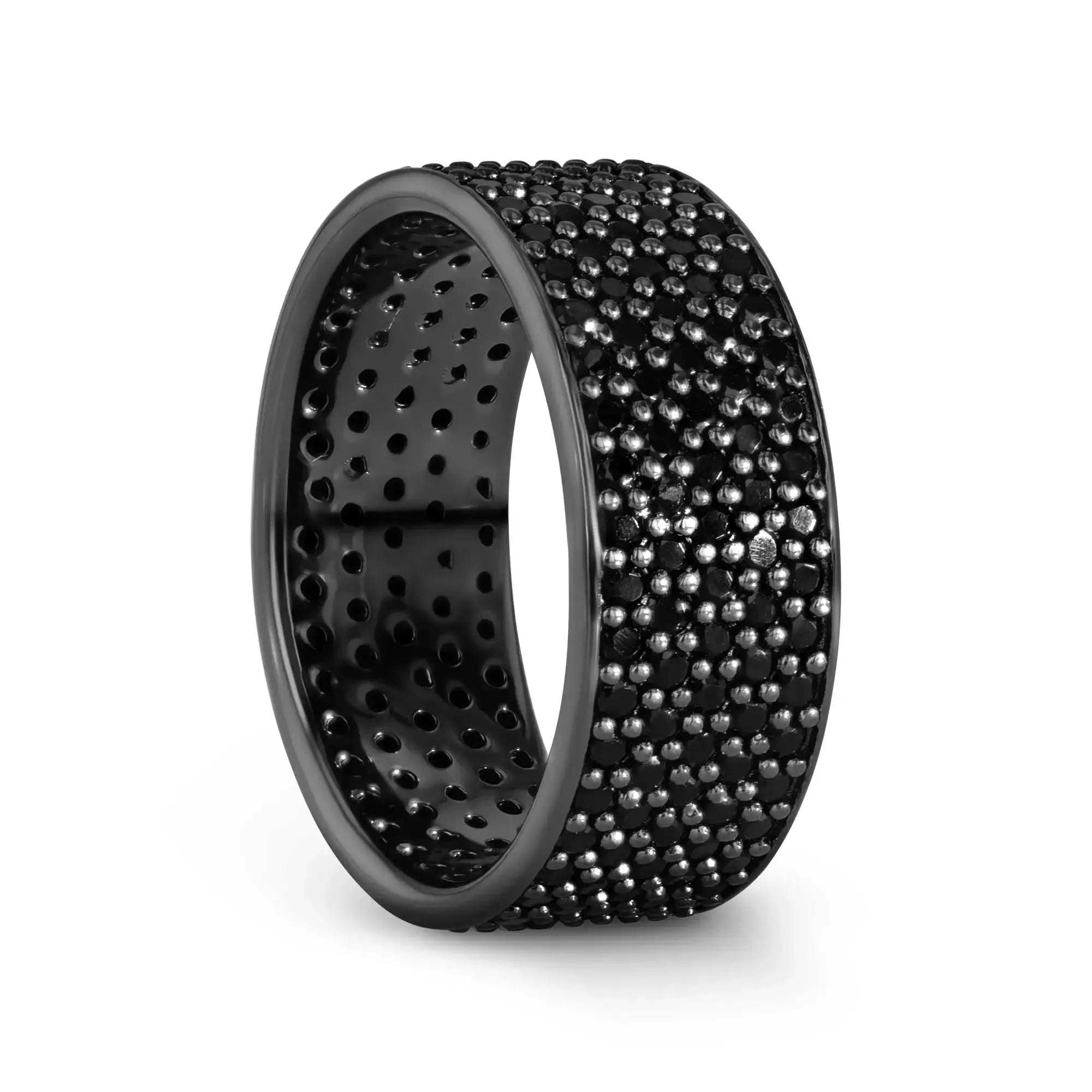 VENOM Sterling Silver Wedding Band with Black Spinel