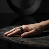 VENOM Sterling Silver Wedding Band with Black Spinel