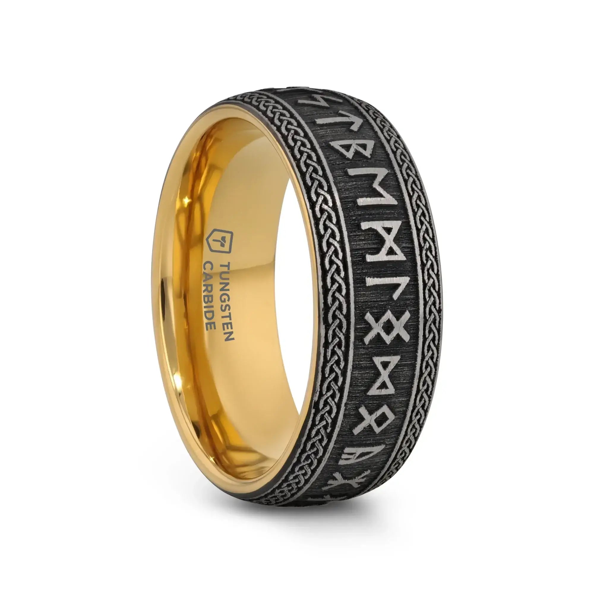 BALDUR Domed Tungsten Wedding Ring with Deep Engraved Runes
