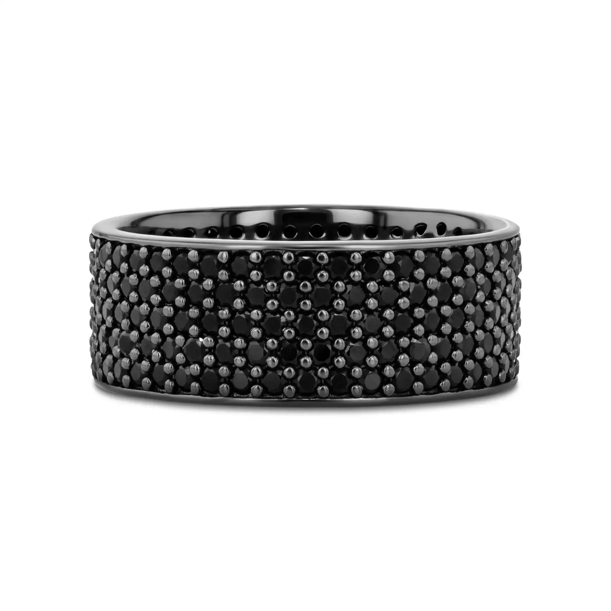 VENOM Sterling Silver Wedding Band with Black Spinel