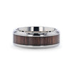 Orpheus Beveled Men's Titanium Wedding Ring With Black Walnut Wood Inlay - 8mm
