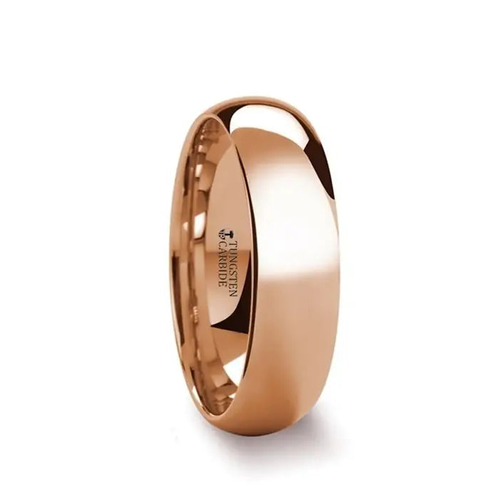 Thono Classic Domed Rose Gold Plated Tungsten Carbide Wedding Ring 4mm - 8mm