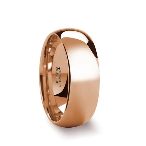 Thono Classic Domed Rose Gold Plated Tungsten Carbide Wedding Ring 4mm - 8mm