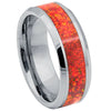 Macias Mens Beveled Tungsten Wedding Ring with Red Fire Opal - 8mm