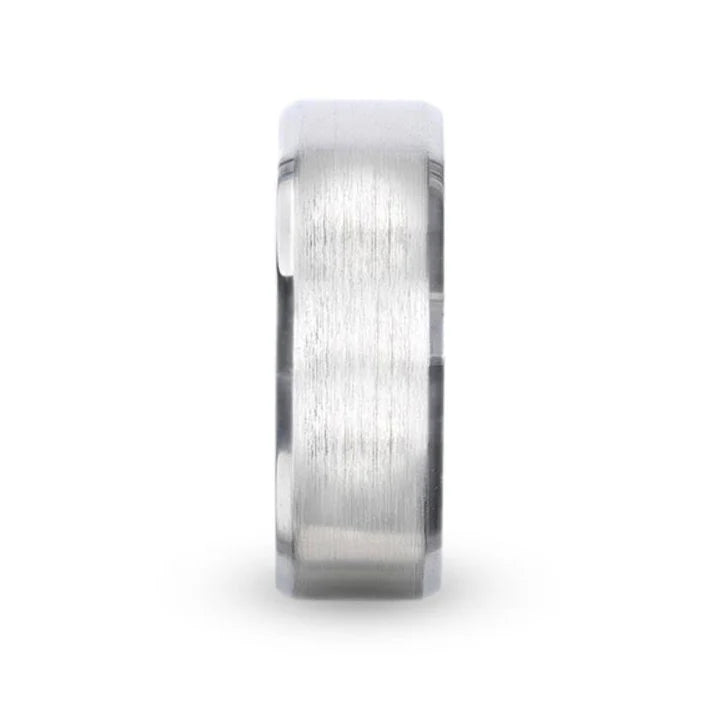 Rance Silver 925 Brushed Center Flat Style Wedding Band Beveled Edges - 4mm & 8mm