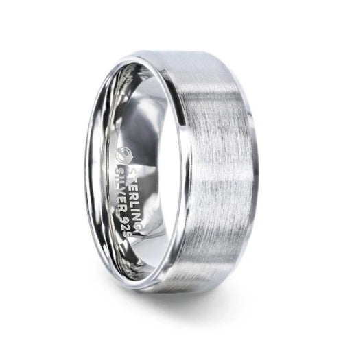 Rance Silver 925 Brushed Center Flat Style Wedding Band Beveled Edges - 4mm & 8mm