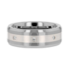 EDWARDO Silver Inlaid Beveled Tungsten Wedding Band with 8 diamond settings - 8mm