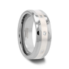 EDWARDO Silver Inlaid Beveled Tungsten Wedding Band with 8 diamond settings - 8mm