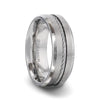 Steel Cable Inlaid Brushed Center Titanium Men's Wedding Band With Beveled Polished Edges - 8mm