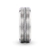 Steel Cable Inlaid Brushed Center Titanium Men's Wedding Band With Beveled Polished Edges - 8mm