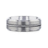 Steel Cable Inlaid Brushed Center Titanium Men's Wedding Band With Beveled Polished Edges - 8mm