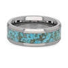 TURCHESE Light Turquoise Spider Web Inlay Tungsten Ring With Beveled Edges - 8mm