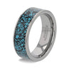 Tassos Crushed Turquoise Inlay Pipe cut Tungsten Wedding Band - 8mm