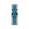 Titanium Polished Beveled Edge Ring with Blue Green Opal Inlay - 8mm