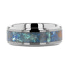 Tungsten Beveled Wedding Band with Chrysocolla Inlay - 8mm