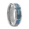 Tungsten Beveled Wedding Band with Chrysocolla Inlay - 8mm