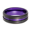 SAPPHO Men's Black Tungsten Carbide Wedding Ring with Purple Groove - 8mm