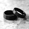 Edgardo Black Pipe Cut Tungsten Wedding Band Brushed Finish - 6mm & 8mm