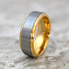 Dolan Tungsten Carbide RIng Yellow Gold Plated Stepped Edges - 6mm & 8mm