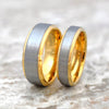 Dolan Tungsten Carbide RIng Yellow Gold Plated Stepped Edges - 6mm & 8mm