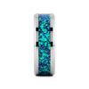 Ring with blue and green opal inlay on a white background