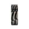 Boreas U.S. Flag Patriot Engraved Polished Flat Pipe Cut Black Tungsten Ring - 6mm - 12mm