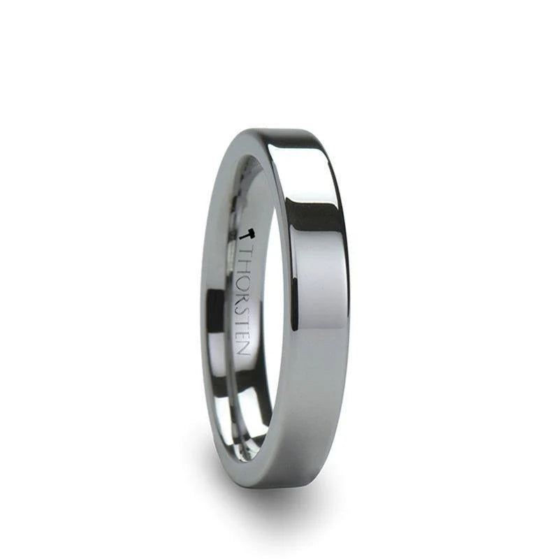 Women's Flat Tungsten Carbide Wedding Band - 4mm & 6mm