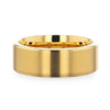 Yellow Gold Plating Titanium Men's Wedding Band With Flat Brushed Finish Center And Rounded Polished Edges - 8mm