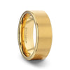 Yellow Gold Plating Titanium Men's Wedding Band With Flat Brushed Finish Center And Rounded Polished Edges - 8mm