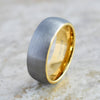 CLIO Domed Tungsten Ring 18K Yellow Gold Plated Brushed Comfort Fit 6mm - 8mm