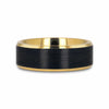 GADAR Men's Yellow Gold Inlaid Beveled Titanium Ring with Black Brushed Center - 8mm