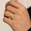 Icarus gold-plated titanium meteorite ring, worn on hand