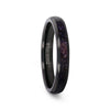 Nefer black tungsten goldstone ring, side view